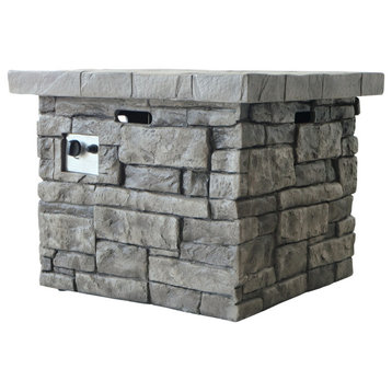 GDF Studio Angeleno Outdoor Gray Square Fire Pit, 40,000 BTU