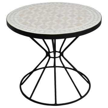 Outdoor Round Mosaic Tile Side Table