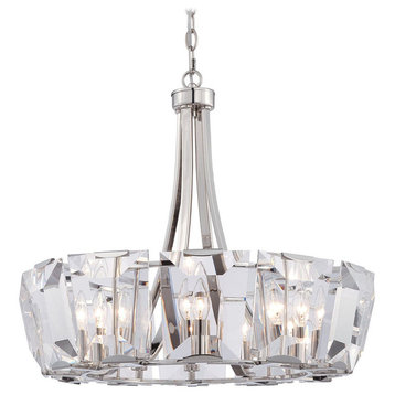 Castle Aurora 12-Light Chandelier, Polished Nickel With Clear Glass