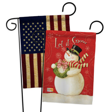 Scarf Snowman Let it Snow Winter Christmas Garden Flags Pack