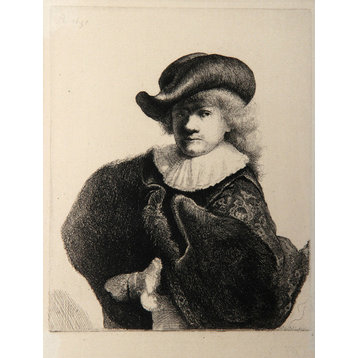 Rembrandt van Rijn "Rembrandt au Chapeau Rond, B7" Heliogravure