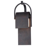 Maxim Lighting - Laredo LED Outdoor Sconce - A panel of aluminum is bent forward at the top and cradled by a bracket. A beautiful textured Rustic Forged finish is used in keeping with the pastoral design elements. Cleverly concealed inside the arch is a LED light source which sheds ample light to the surface below without forward glare.