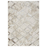Nourison - Nourison Glitz 3'11" x 5'11" Ivory/Grey Modern Indoor Area Rug - This abstract rug from the Glitz Collection adds modern style with a touch of glam. The marble-like pattern is layered with a broken geometric design that emulates the look of an expertly hand-carved rug. A shimmering finish adds an additional layer of depth and movement, with a softly textured polyester pile that feels wonderfully soft underfoot.