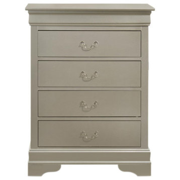Louis Phillipe Silver Champagne 4 Drawer Chest of Drawers (31 in L. X 16 in...