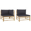 vidaXL Patio Lounge Set 2 Pieces with Dark Gray Cushions Bamboo Garden Seat