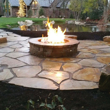 Natural Stone Pavers Around Fire Pit