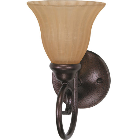 Copper Bronze and Champagne Linen Glass Energy Saving Wall Sconce