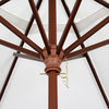9' Square Push Lift Wood Umbrella, Olefin, White