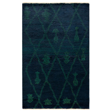 Moroccan, One-of-a-Kind Hand-Knotted Area Rug Black, 3' 3" x 5' 0"