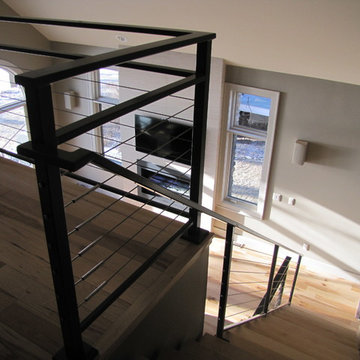 Modern Fireplace, Stairs, & Outdoor Deck