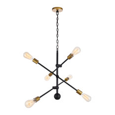 29" Tristan 6-Light Pendant With Glass, Black