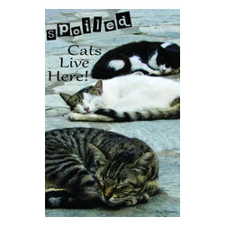 Flag Emotes - Flag Emotes, Double Sided Garden Flag, Spoiled Cats Live Here - Flags And Flagpoles