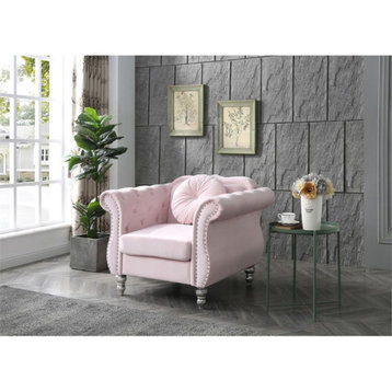 Glory Furniture Hollywood Velvet Chair in Pink
