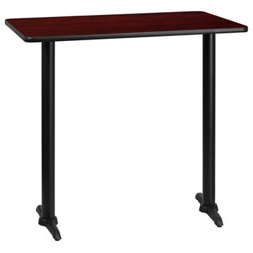 30''x42'' Mahogany Laminate Table Top,5''x22'' Bar Height Table Bases