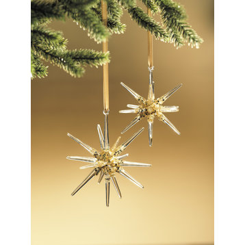 Snowflake Glass 3D Small Hanging Ornaments, Set of 4
