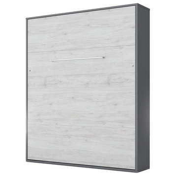 Invento Vertical Wall Bed, Queen Size, Slate Grey/White Monaco
