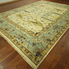 New Hand Knotted Ivory & Blue Oushak 9' X 12' Floral Turkish Wool Area Rug H3510