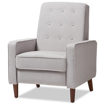 Mathias Mid-Century Modern Light Gray Upholstered Lounge Chair