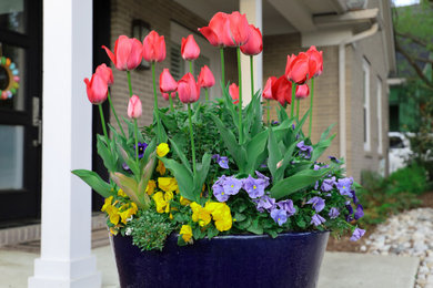 Photo of a transitional partial sun front yard river rock landscaping in Dallas for spring.