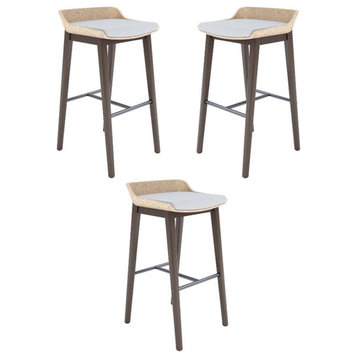 Home Square Olio Designs Della 30" Wooden Bar Stool in Almond/Umber - Set of 3