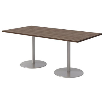 36 x 72" Table - Studio Teak Top - Silver Base