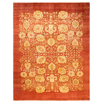 Eclectic, One-of-a-Kind Hand-Knotted Area Rug Orange, 7'8"x9'9"