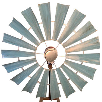 46 Inch Weathered Texas Turquoise Windmill Ceiling Fan | The Patriot