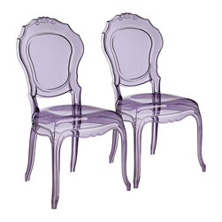 55 Downing Street - Venezia Transparent Violet Accent Chair Set of 2 - Bar Stools And Counter Stools
