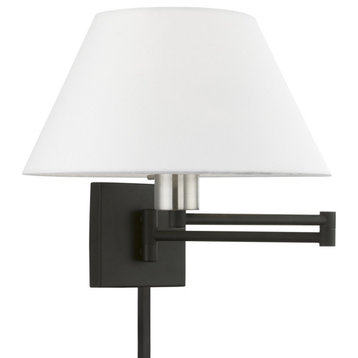 1 Light Black With Brushed Nickel Accent Swing Arm Lamp