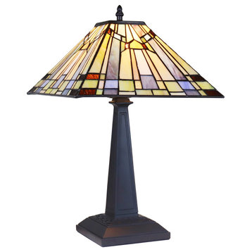 Kinsey Mission Tiffany-Style Blackish Bronze 1 Light Table Lamp 12" Wide