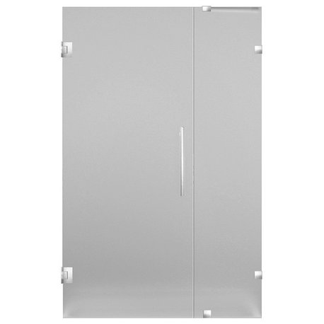 Nautis 46"x72" Completely Frameless Hinged Shower Door, Frosted, Stainless Steel