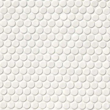 White Glossy Penny Round Mosaic