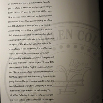Steve's Design Work in Baker Furniture Catalog the "McMillen Collection