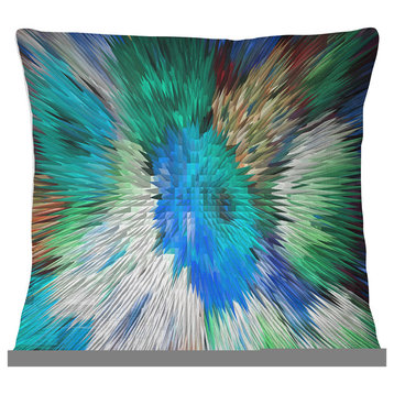 Extrusive 3D Fabric Flowers Blue Floral Throw Pillow, 16"x16"
