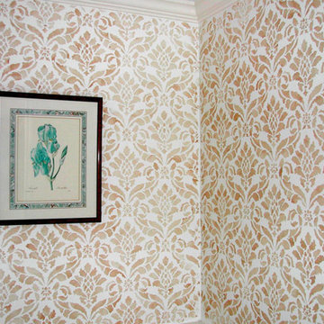 Housefox Design - Damask stenciled walls.
