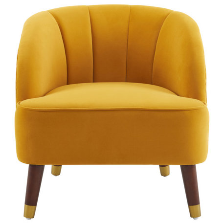 GDF Studio Veneras Velvet Barrel Club Chairs, Orange, Single