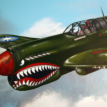 Aviation/Planes Themed Mural by Tom Taylor of Wow Effects, for a boy's bedroom.