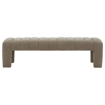 Safavieh Couture Bellisima Channel Tufted Bench, Brown
