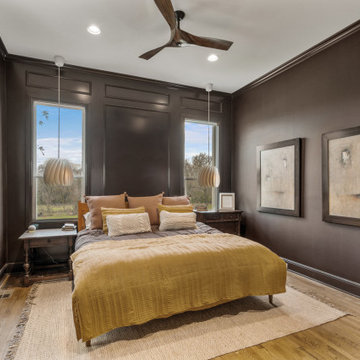Cozy Rustic Bedroom with Earthy Tones and Modern Accents