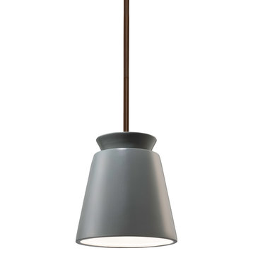 Small Trapezoid Pendant, Pewter Green, Dark Bronze, Integrated LED