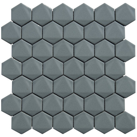 Sanskrit Gray 3D 2" Hexagon Polished Porcelain Mosaic, 100 Sq Ft.