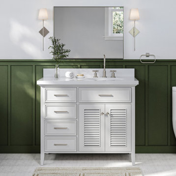 Ariel Kensington 42" Right Offset Bath Vanity Cabinet Only White