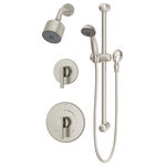 Symmons - Symmons Dia Shower Trim Kit, Hand Spray and 2-Handles Single Spray, Satin Nickel - The Dia Two Handle Wall Mounted Shower Trim with Hand Spray boasts a modern sophistication to complement contemporary bathroom designs. Plated in a scratch resistant finish over solid metal, this shower trim kit has the durability to add contemporary styling to your bathroom for a lifetime. The solid brass valve cover plate features hot and cold indicators to ensure custom water temperature setting with ease of use for everyone. At an eco friendly low flow rate of 1.5 gallons per minute, the single mode showerhead is WaterSense certified to conserve water without sacrificing performance, saving you money on your water bill. This model includes everything you need for quick installation. This shower trim kit includes a shower arm, low flow showerhead, handheld sprayer with 60 inch flexible hose, a slide bar for the handheld sprayer, brass escutcheon, and adjustable lever handle. You'll easily be able to update your bathroom without having to replace your valve. With features that are crafted to last and a style that is designed to please, the Symmons Dia Two Handle Wall Mounted Shower Trim with Hand Spray is a seamless addition to your bathroom and is backed by our limited lifetime warranty.
