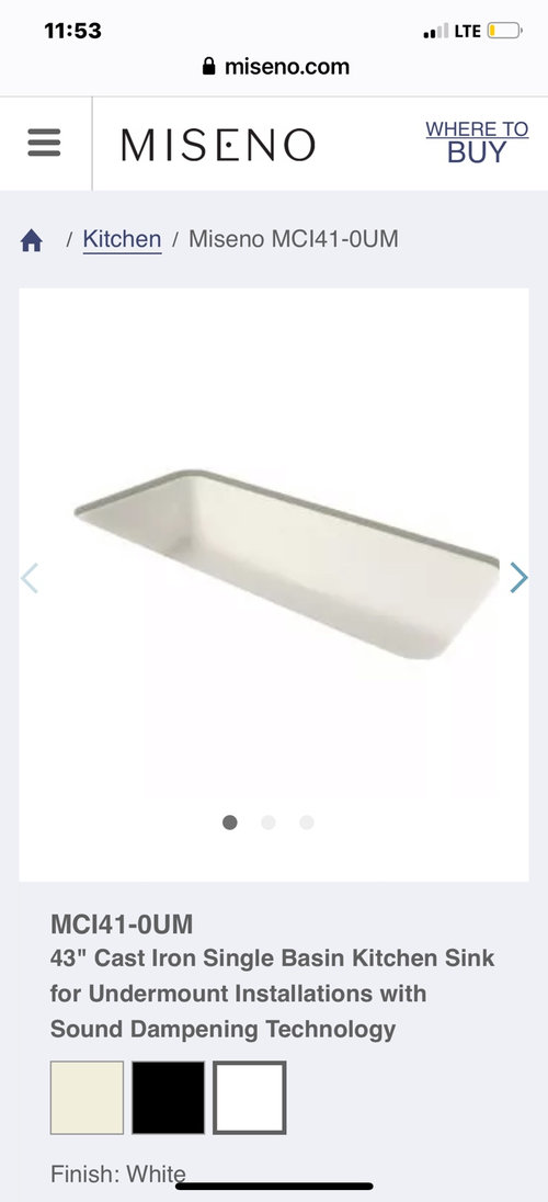 44” Miseno Cast Iron sink