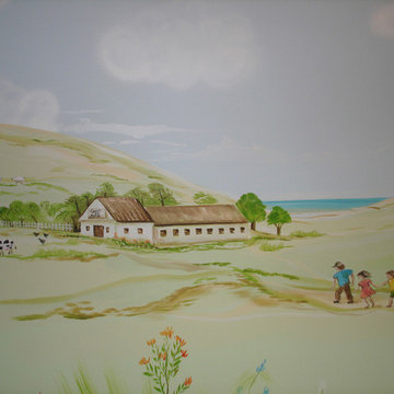 Custom Mural. Baby Room. Farm, fields and wild flowers theme.