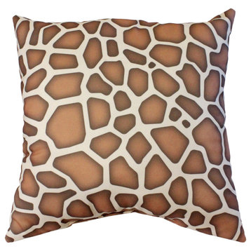 Giraffe Print Decorative Pillow, 16x16, Natural