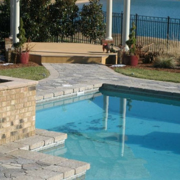 Pool Pavers with Raised Planter Beds