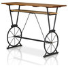 Furniture of America Cera Metal 1-Shelf Bar Table in Warm Oak