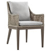 Armen Living Silvana 19" Outdoor Fabric Dining Chair in Gray/Beige (Set of 2)