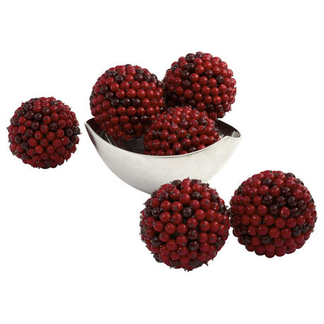 5" Red Berry Ball, Set of 6